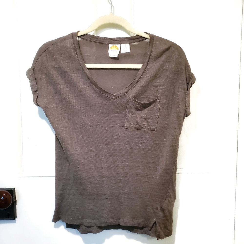 New C&C California, Green 100% linen T-shirt